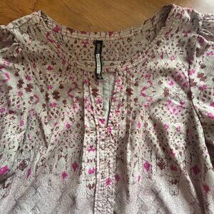 Plenty by Tracy Reese Beige Floral Dress Shirt